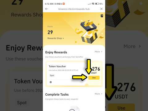 Received a USDT token voucher on Binance | Check Rewards Hub