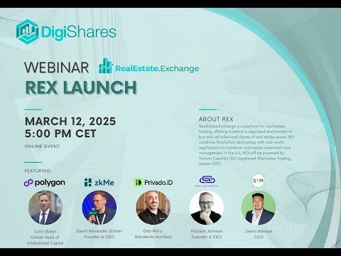 RealEstate.Exchange (REX) Launch Webinar: Trading Platform for Tokenized Real Estate