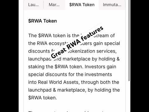 RWA FEATURES : •RWA Inc Launchpad •The marketplace •The $RWA Token •Its immutable ledger