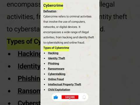 Brief Explanation of cyber crime and its Types #cybercrime #types
