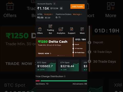 Delta exchange first trade #trading #bitcoin #live trading
