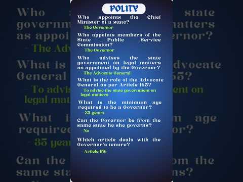 Governor & the Constitution:Polity Part-6 #polity #governor #constitution #rwa #ssc #rrbntpc