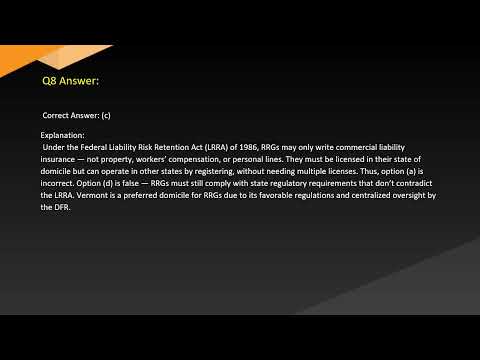 Vermont Captive Insurance Exam Free Practice Questions Set Two