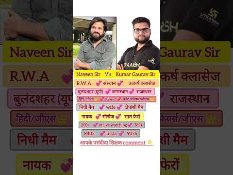 Kumar Gaurav Sir V's Naveen Sharma sir #rwa #utkarshclasses #uttarpradesh #rajasthan #ytshorts